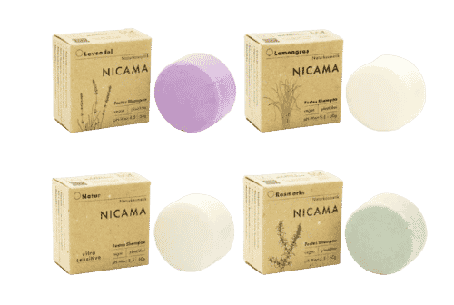 Festes Shampoo 4er Set – NICAMA 3x 60g + 1x 50g
