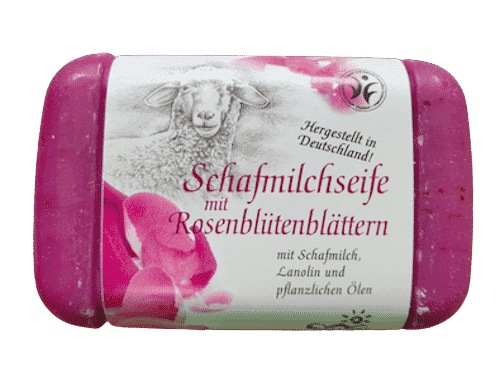 Schafmilchseife mit Rosenblüttenblättern – BDIH zertifiziert – Saling 100 g