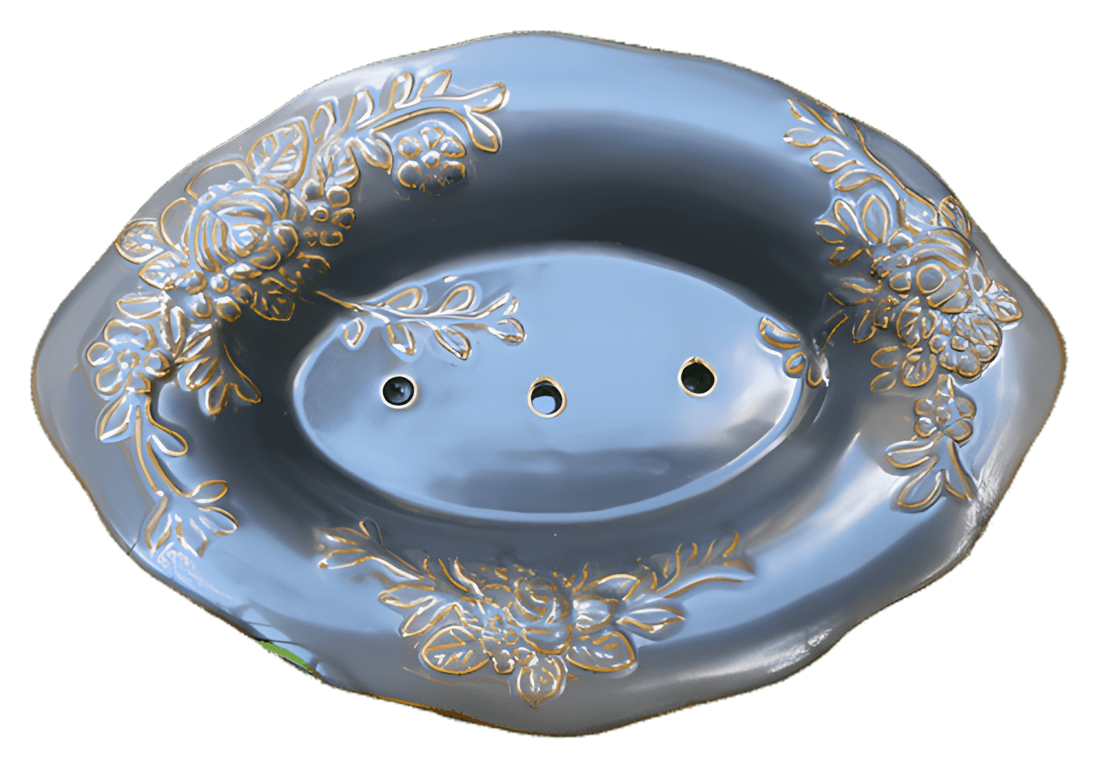 Seifenschale aus Porzellan – Rosen – Dunkelgrau – Oval