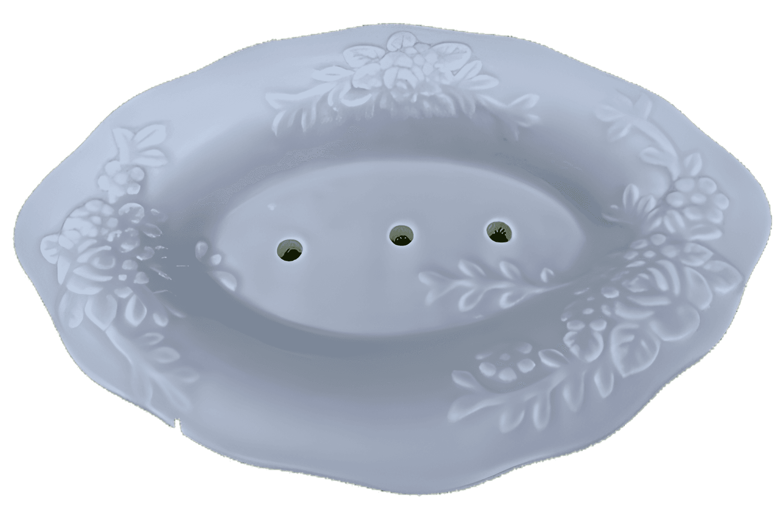 Seifenschale aus Porzellan – Rosen – Hellgrau – Oval