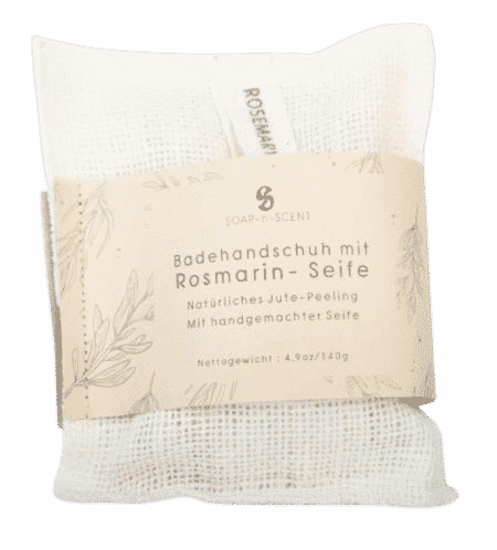 Handgemachte Seife – Rosmarin – Natürliches Jute Peeling
