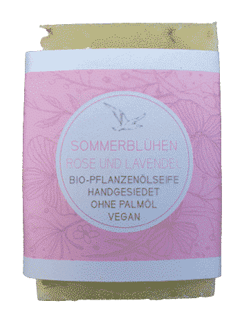 Bio Seife Sommerblühen mit Lavendel & Rose – Palmölfrei – Küstenseife 80 g