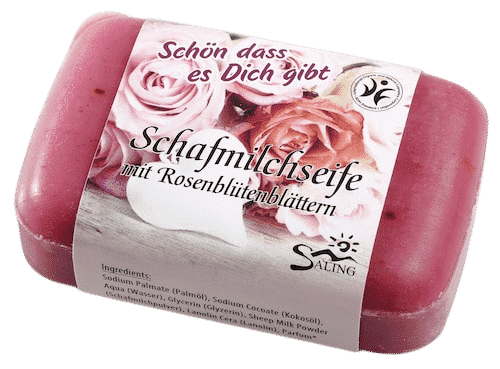 Schafmilchseife Rose -„Schön dass es Dich gibt” – BDIH zertifiziert – Saling 100 g