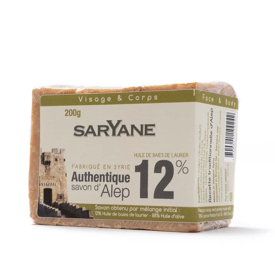 Aleppo Seife – 12% Lorbeeröl und 88% Olivenöl – Saryane 200 g