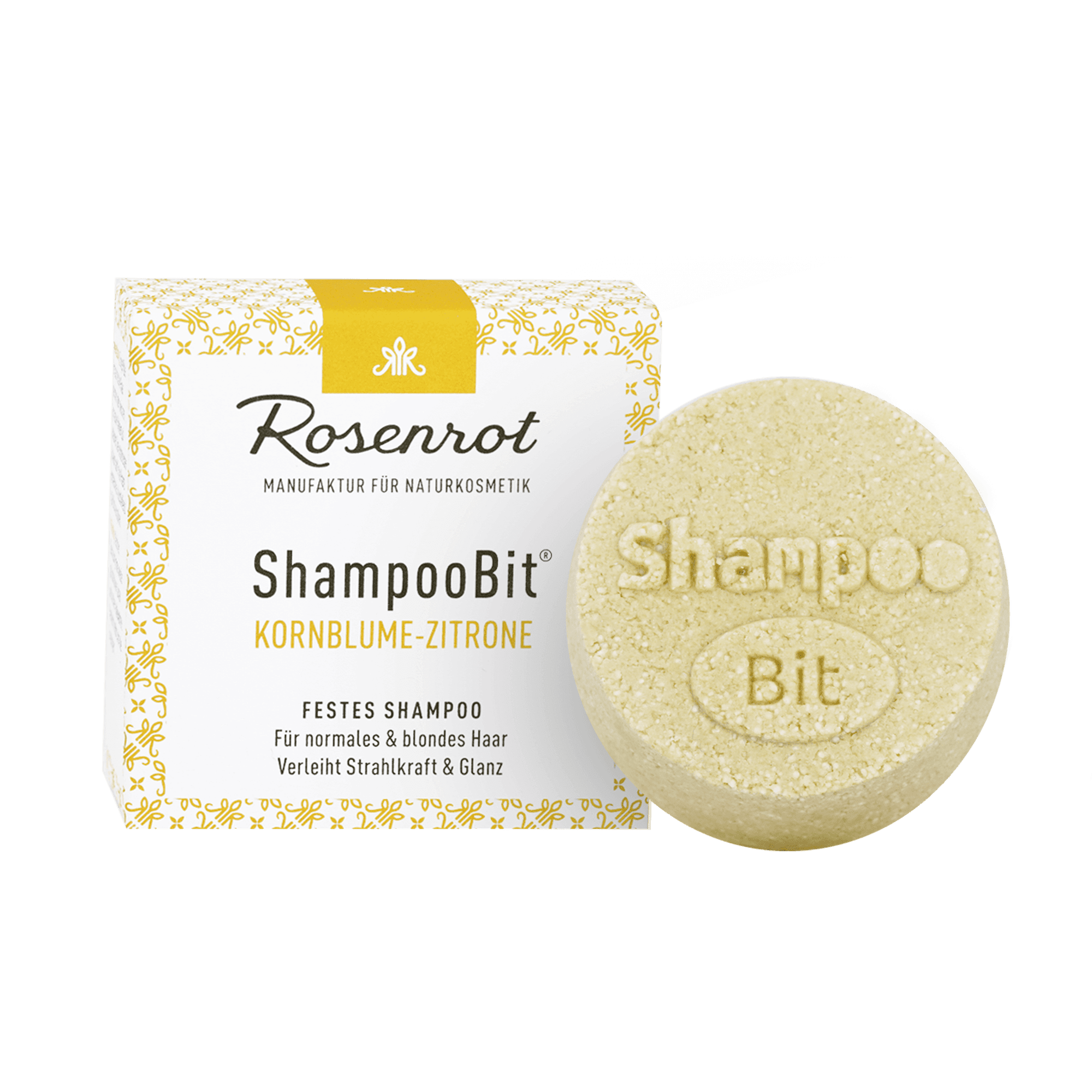 Festes Shampoo Kornblume-Zitrone – ShampooBit – Rosenrot 55 g