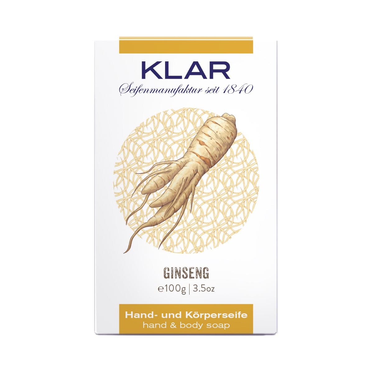 Ginseng – Seife palmölfrei – Cosmos zertifiziert – KLAR 100 g