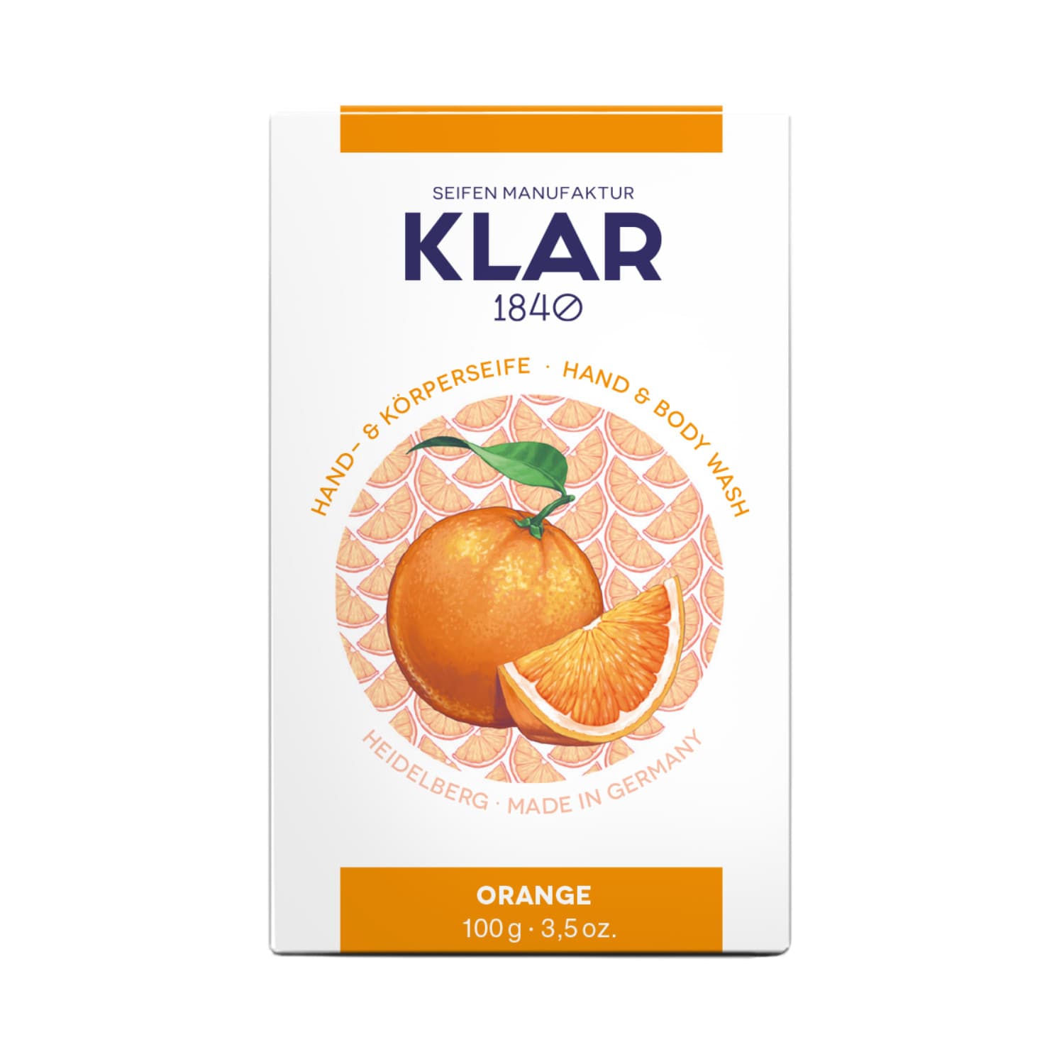 Orangen – Seife palmölfrei – Cosmos zertifiziert – KLAR 100 g