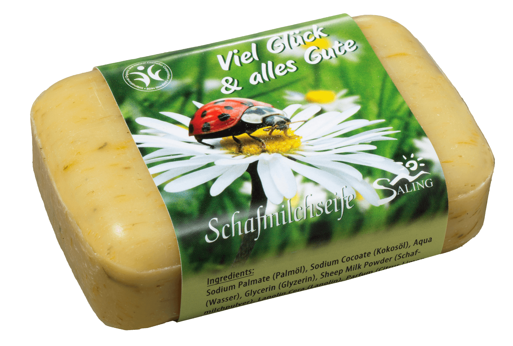 Seife mit Schafmilch und Ringelblume “Viel Glück und alles Gute”- BDIH zertifiziert – Saling 100 g