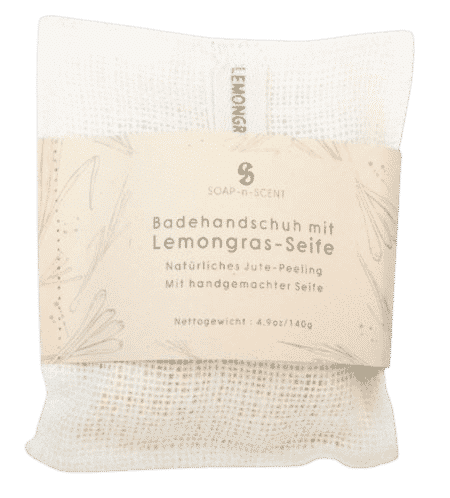 Handgemachte Seife - Lemongras - Natürliches Jute Peeling