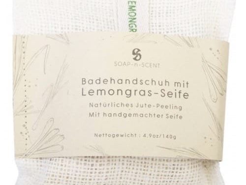 Handgemachte Seife - Lemongras - Natürliches Jute Peeling