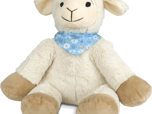Kuscheltier Schaf mit Zirbenspänen - Flory - Blau Vorderseite