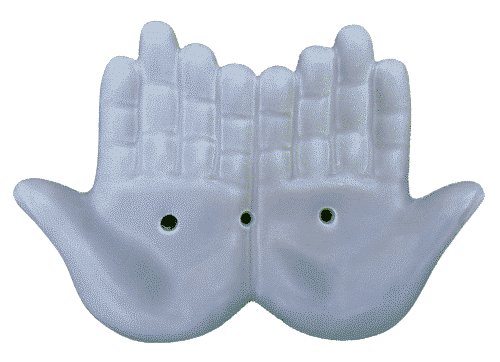 Seifenschale Hände - Porzellan Hellgrau