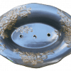 Seifenschale aus Porzellan - Rosen - Dunkelgrau - Oval