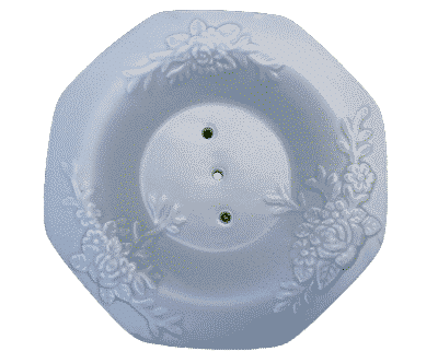Seifenschale aus Porzellan - Rosen - Hellgrau - 8-Eckig