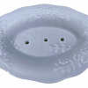 Seifenschale aus Porzellan - Rosen - Hellgrau - Oval