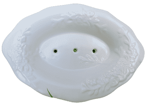 Seifenschale aus Porzellan - Rosen - Weiß - Oval