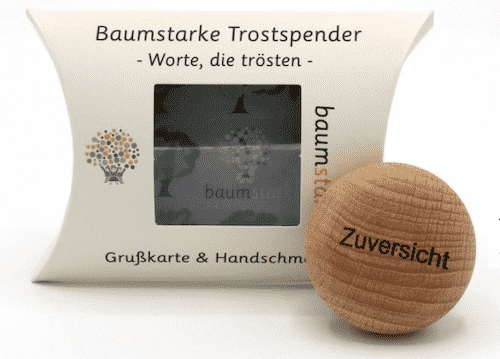 Grußkarte - Box mit Handschmeichler Buche - Trostspender - Holz - Geschenk