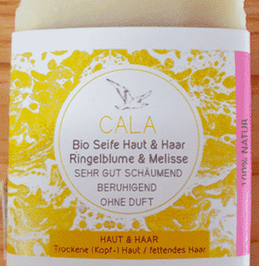 Bio Seife Cala mit Ringelblume & Melisse - 3 in 1 für Haut & Haar - Palmölfrei - Küstenseife 80 g
