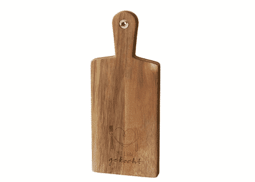 Holzbrett "mit Liebe gekocht" aus Akazienholz - 34x14x1,5 cm La Vida