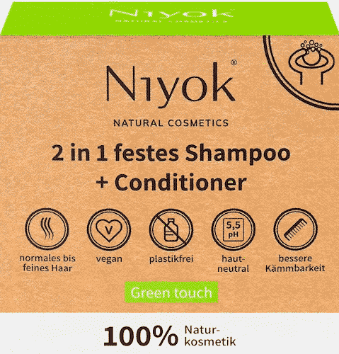 Green touch - 2 in 1 festes Shampoo + Conditioner - Niyok 80 g