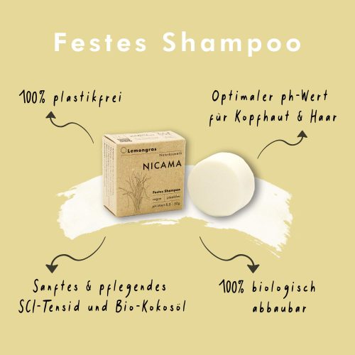 Festes Shampoo Lemongras - NICAMA 60 g – Bild 3