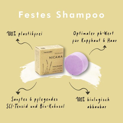Festes Shampoo Lavendel - NICAMA 50 g – Bild 3
