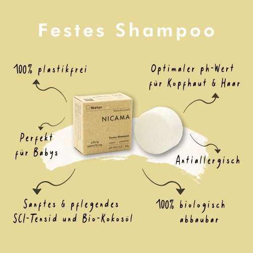 Festes Shampoo Natur - NICAMA 60 g – Bild 2