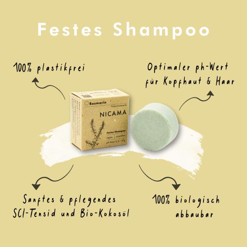 Festes Shampoo Rosmarin - NICAMA 60 g – Bild 3
