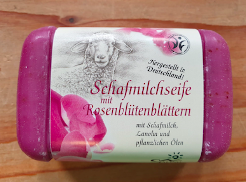 Schafmilchseife mit Rosenblüttenblättern - BDIH zertifiziert - Saling 100 g