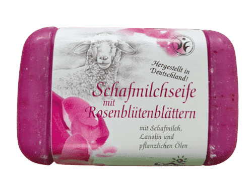 Schafmilchseife mit Rosenblüttenblättern