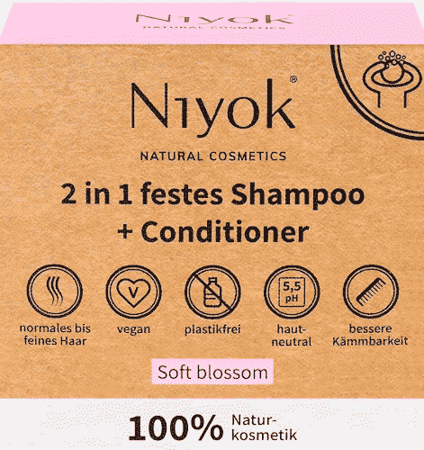 Soft blossom - 2 in 1 festes Shampoo + Conditioner - Niyok 80 g