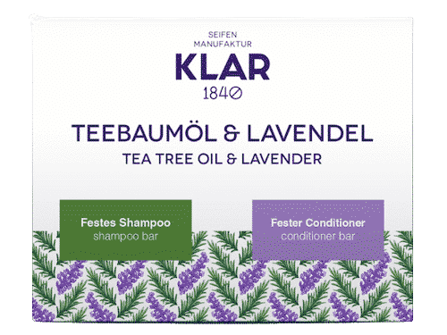 2er Set - Teebaumöl und Lavendel - Festes Shampoo und Conditioner - Klar 2 x 100 g