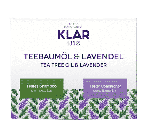 2er Set - Teebaumöl und Lavendel - Festes Shampoo und Conditioner - Klar 2 x 100 g