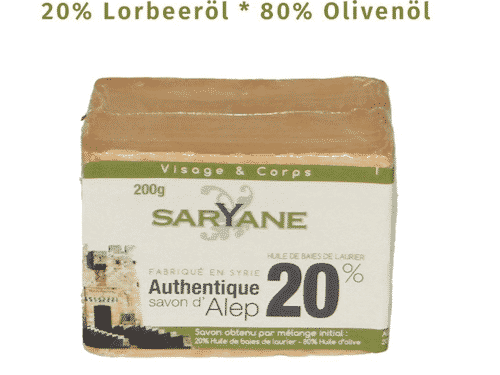 Aleppo Seife - 20% Lorbeeröl und 80% Olivenöl - Saryane 200 g