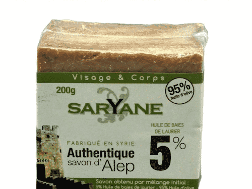 Aleppo Seife - 5% Lorbeeröl und 95% Olivenöl - Saryane 200 g