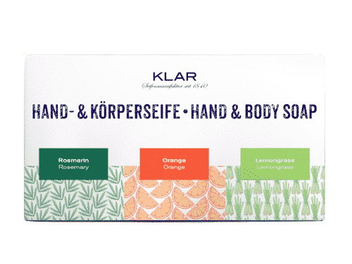 Geschenkset ätherische Seifen - Rosmarin & Orange & Lemongrass - Klar 3x 100 g