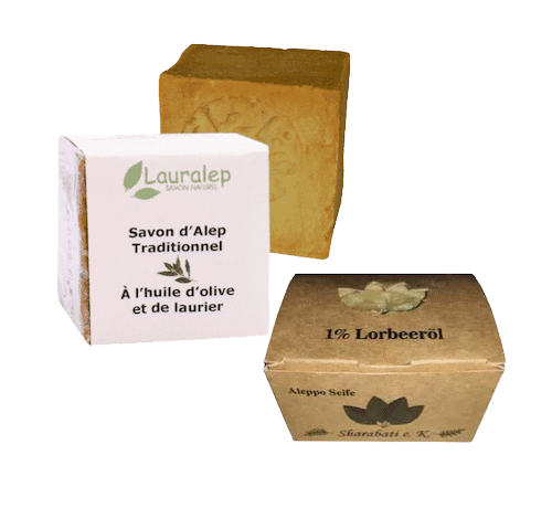 Set Aleppo Seife mit 1% Lorbeeröl - Sharabati & Lauralep - 2x 200 g