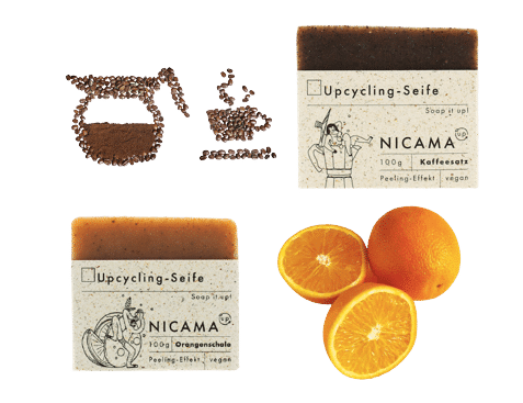 Set Upcyclingseifen - Kaffeesatz & Orangenschale - 2 x 100 g Nicama