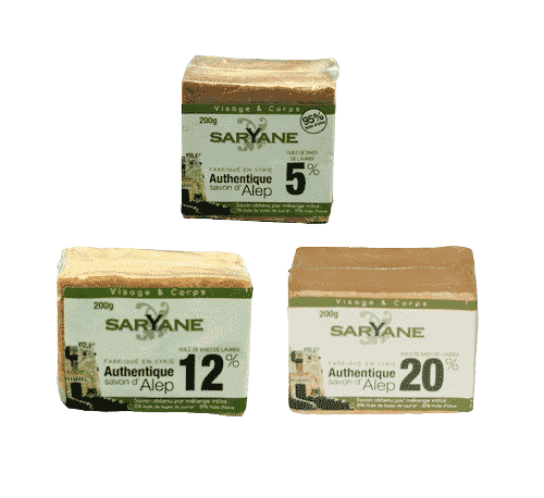 Set mit unterschiedlichen Lorbeerölanteilen - Aleppo Seife Probierpaket - Saryane 3 x 200 g