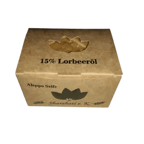 Aleppo Seife mit 15 % Lorbeeröl - Sharabati ca. 160 g (Verpackung: Karton)