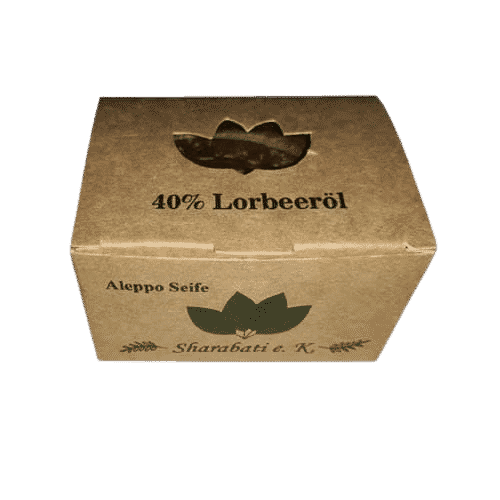 Aleppo Seife mit 40 % Lorbeeröl - Sharabati ca.200 g (Verpackung: Karton)