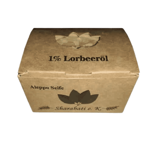 Aleppo Seife mit 1 % Lorbeeröl - Sharabati ca. 200 g (Verpackung: Karton)