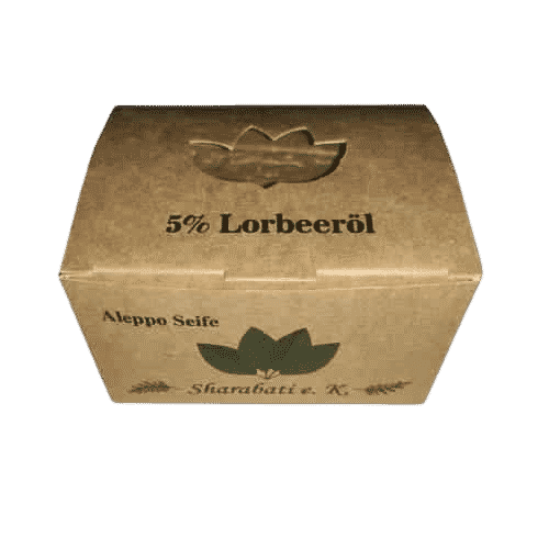 Aleppo Seife mit 5 % Lorbeeröl - Sharabati 200 g (Verpackung: Karton)