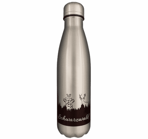 Thermoflasche Schwarzwald Silhouette schwarz aus Edelstahl