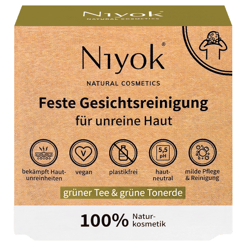 Feste Gesichtsreinigung - Grüner Tee & Grüne Tonerde - Niyok 80 g