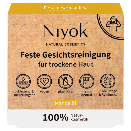 Feste Gesichtsreinigung - Mandelöl - Niyok 80 g