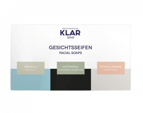 Geschenkset Gesichtsseifen - Meersalz& Aktivkohle& Porzellanerde - Klar 3x 100 g