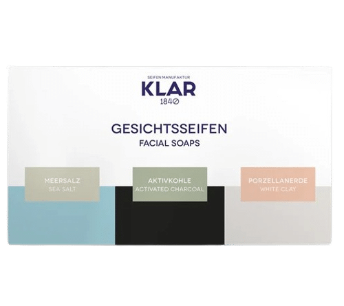 Geschenkset Gesichtsseifen - Meersalz& Aktivkohle& Porzellanerde - Klar 3x 100 g